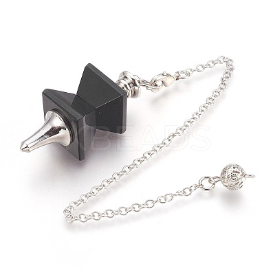 Natural Dyed & Heated Black Agate Dowsing Pendulums KK-F756-09F-1