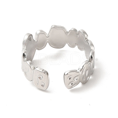Non-Tarnish 304 Stainless Steel Twist Oval Open Cuff Ring for Women RJEW-E063-27P-1