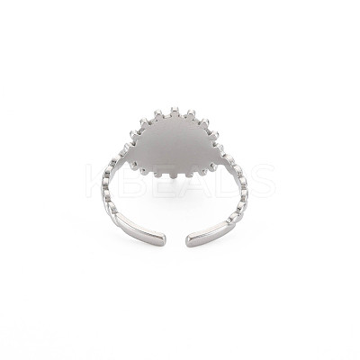 Non-Tarnish 304 Stainless Steel Flat Round with Initial Letter Open Cuff Ring for Men Women RJEW-S405-246P-S-1