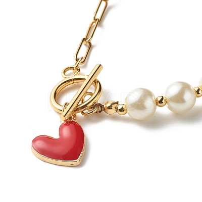 Glass Pearl Beaded Necklaces NJEW-TA00004-1