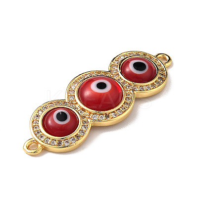 Handmade Lampwork Evil Eye Connector Charms ZIRC-L102-10G-1