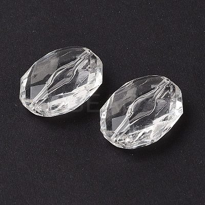 Faceted Hexagon Transparent Acrylic Beads TACR-R126-A01-1