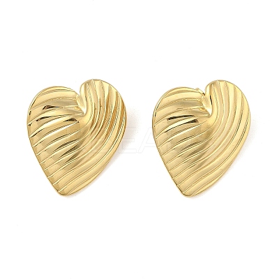 Stripe Theme Ion Plating(IP) 304 Stainless Steel Stud Earrings for Women EJEW-B050-18G-02-1