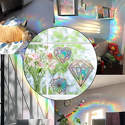16Pcs Colorful Suncatcher Rainbow Prism Electrostatic Glass Stickers DIY-WH0409-69A-1