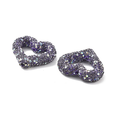Heart Shape Polymer Clay Rhinestone Beads CLAY-NH0001-09B-03-1