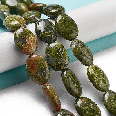 Natural Unakite Beads Strands G-P528-M17-01-1