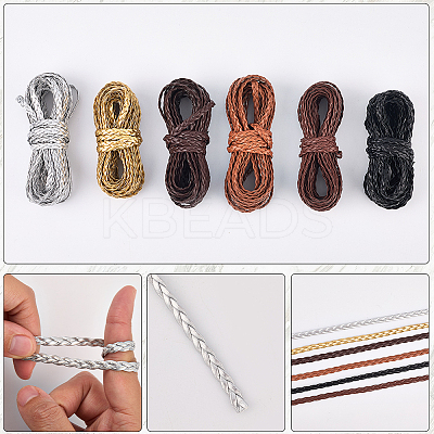 5M 3-Ply PU Leather Braided Cord LC-GF0001-12E-1
