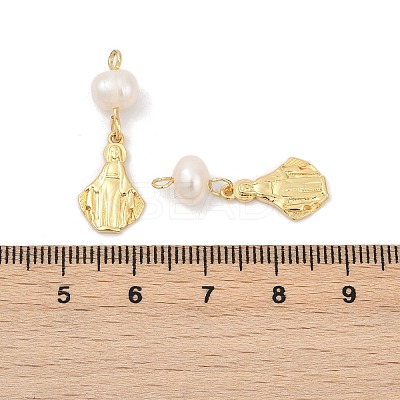 Natural Cultured Freshwater Pearl & Brass Pendants KK-U062-04G-1