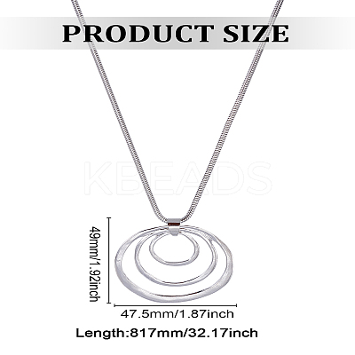 1Pc Alloy 3 Rings Pendant Long Necklaces for Women NJEW-LP0002-93-1