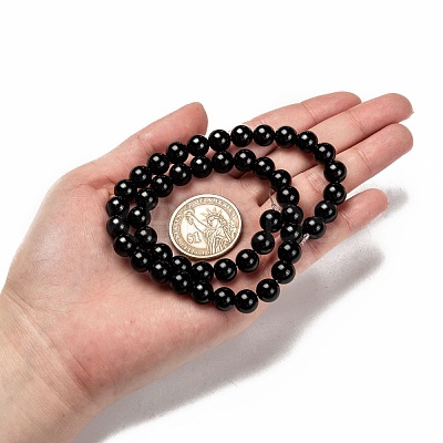 Natural Eyeless Obsidian Beads Strands X-G-K123-06-8mm-1