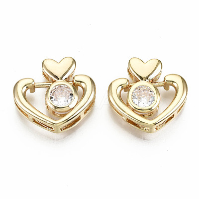 Brass Micro Pave Clear Cubic Zirconia Slide Charms KK-S356-213G-NF-1