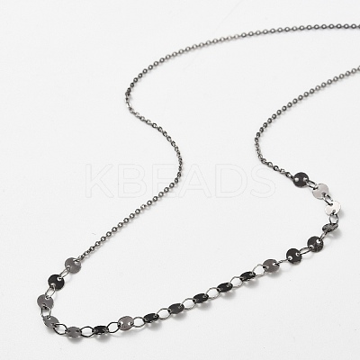 Brass Cable & Flat Sequin Chains Necklaces for Women NJEW-D302-40B-1