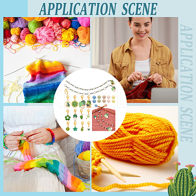 Green Plants Theme DIY Knitting Tool Sets HJEW-NB00149-1