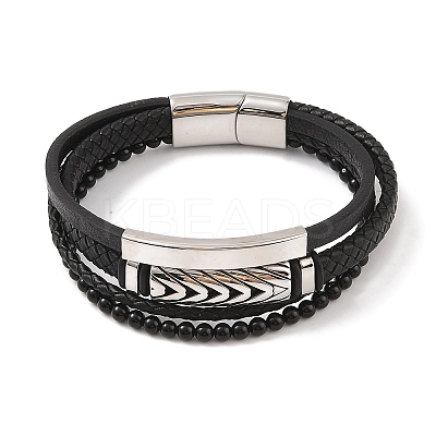 Braided Microfiber Leather Multi-strand Bracelets BJEW-B096-06E-1