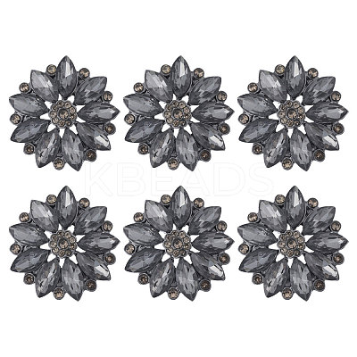 6Pcs Alloy Glass Buttons BUTT-CA0001-24-1