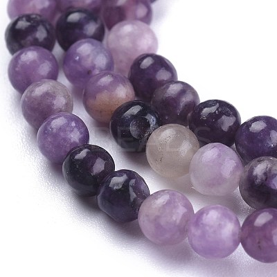 Natural Lepidolite/Purple Mica Stone Beads Strands X-G-K415-4mm-1