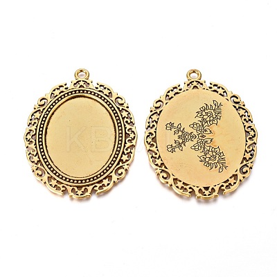 Tibetan Style Pendant Cabochon Settings TIBEP-553-AG-FF-1