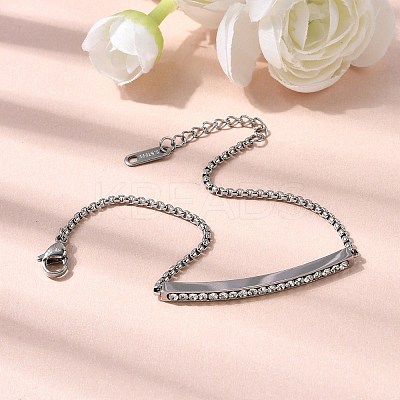 304 Stainless Steel Rhinestone Link Bracelets BJEW-P369-01P-1