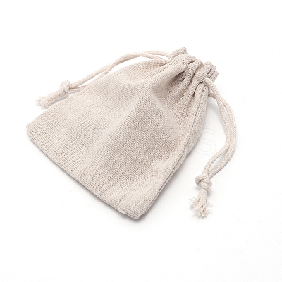 Flax Cloth Blank DIY Craft Drawstring ABAG-WH0005-48B-1