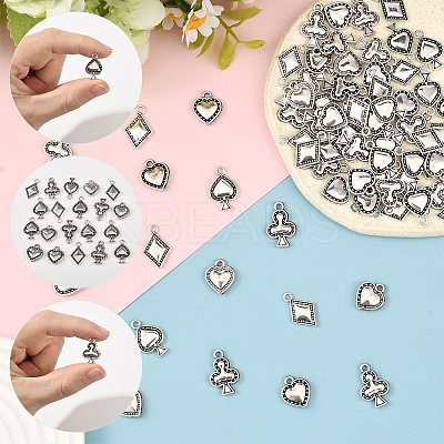 72Pcs 4 Styles Tibetan Style Alloy Pendants FIND-SC0019-40AS-1