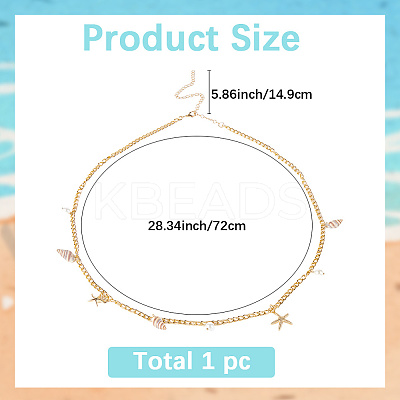 Bohemian Natural Shell & Plastic Imitation Pearl Tassel Chain Belts AJEW-CY0001-06B-1