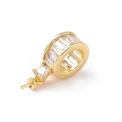 Brass Pave Cubic Zirconia Hoop Earring Findings KK-D369-02G-1