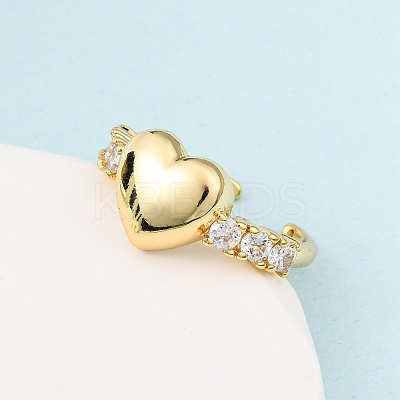 Adjustable Brass Micro Pave Cubic Zirconia Cuff Rings for Women RJEW-B139-02G-1