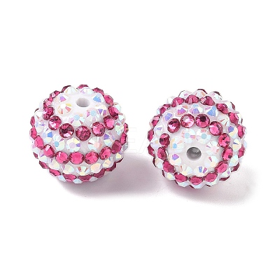 Striped Resin Rhinestone Beads OACR-A037-01C-1