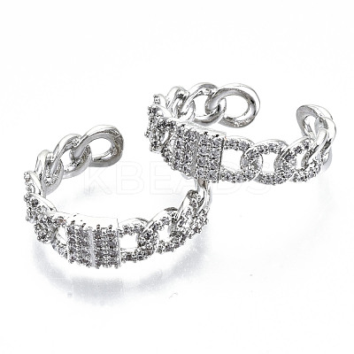 Brass Micro Pave Clear Cubic Zirconia Cuff Rings RJEW-S045-011P-NR-1