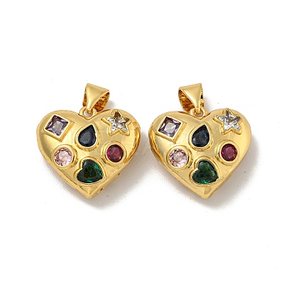 Brass Micro Pave Cubic Zirconia Pendants KK-N254-134G-1