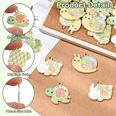 20Pcs 4 Styles Alloy Enamel Pendants ENAM-YW0004-95-1