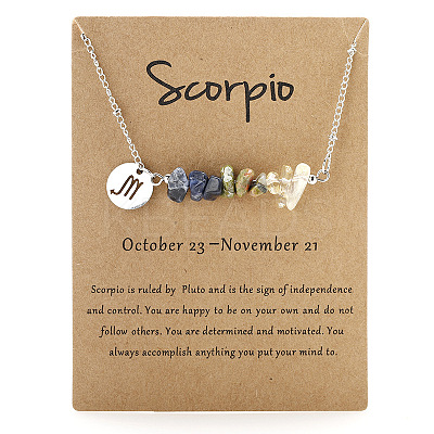 Natural Quartz Crystal & Unakite & Sodalite Chip & Alloy Constellation Pendant Necklaces WGB0CBC-12-1