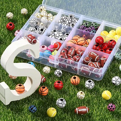 11 Style Sports Theme Acrylic Beads OACR-YW0001-92-1