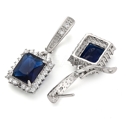 Brass Pave Cubic Zirconia Rectangle Hoop Earrings for Women EJEW-I304-29P-08-1