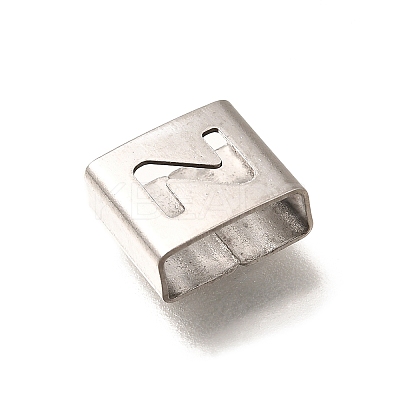 Letter Style 304 Stainless Steel Square Slide Charms STAS-L132-18Z-1
