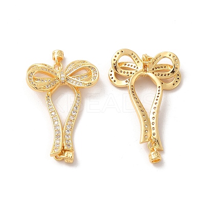 Brass Micro Pave Clear Cubic Zirconia Fold Over Clasps with Cord Ends KK-M243-16G-1