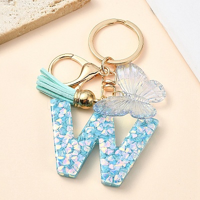 Resin & Acrylic & Faux Suede Tassel Keychain X1-KEYC-YW00117-23-1