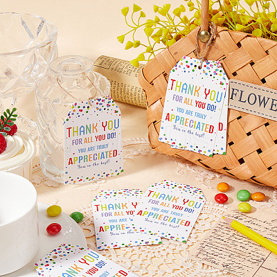 100Pcs Birthday Theme Rectangle Paper Tag Cards with 20m Jute Cord Kit DIY-SP0003-89B-1