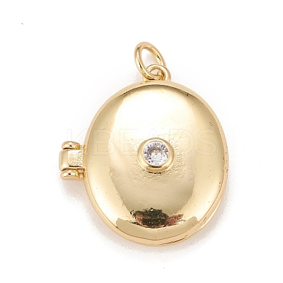 Brass Micro Pave Cubic Zirconia Locket Pendants KK-A161-37G-1