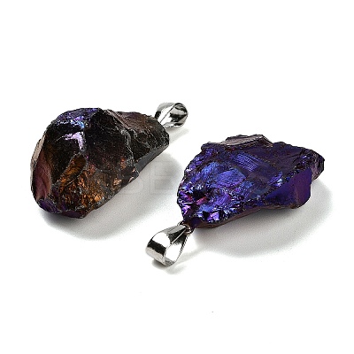Electroplated Raw Natural Quartz Crystal Pendants G-Q481-20P-02-1