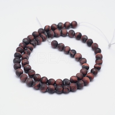 Natural Tiger Eye Round Bead Pendants G-F255-01-8mm-1