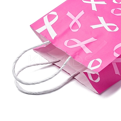 Awareness Ribbon Print Paper Packing Tote Bags LS-CARB-R001-01F-1
