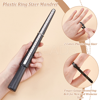 1PcPlastic Ring Sizer Mandrel with 4Pcs 2 Colors Plastic Ring Sizer TOOL-UN0001-52-1