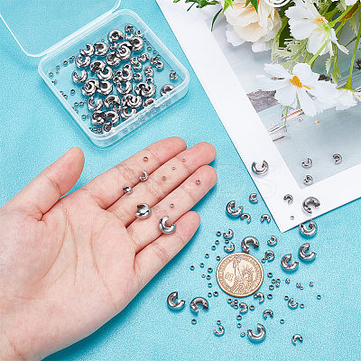 304 Stainless Steel Crimp Beads Covers STAS-UN0011-90P-1