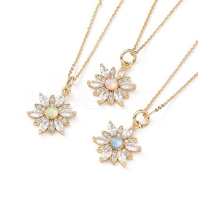Brass Micro Pave Cubic Zirconia Pendant Necklaces NJEW-JN02523-M-1