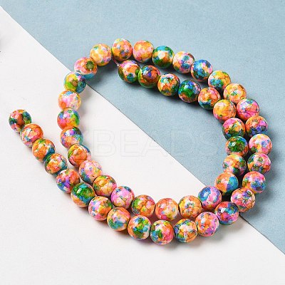 Synthetic Turquoise Dyed Camouflage Beads Strands X-G-E594-24N-A-1