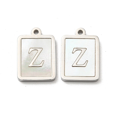 304 Stainless Steel Pave Shell Pendants STAS-L022-065P-Z-1