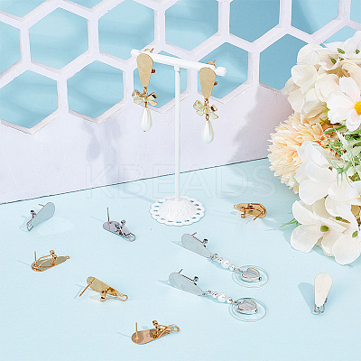 12Pcs 2 Colors 304 Stainless Steel Stud Earring Findings STAS-SP0001-89B-1