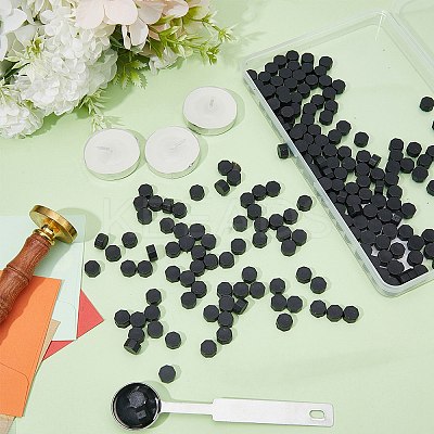 200Pcs Octagon Sealing Wax Particles with 1Pc Stainless Steel Spoon and 3Pcs Flat Round Candles and 1Pc Iron Beading Tweezers DIY-CP0009-31-1