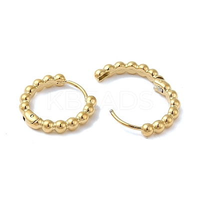 304 Stainless Steel Round Ball Beaded Hoop Earrings for Women EJEW-Q781-03G-1